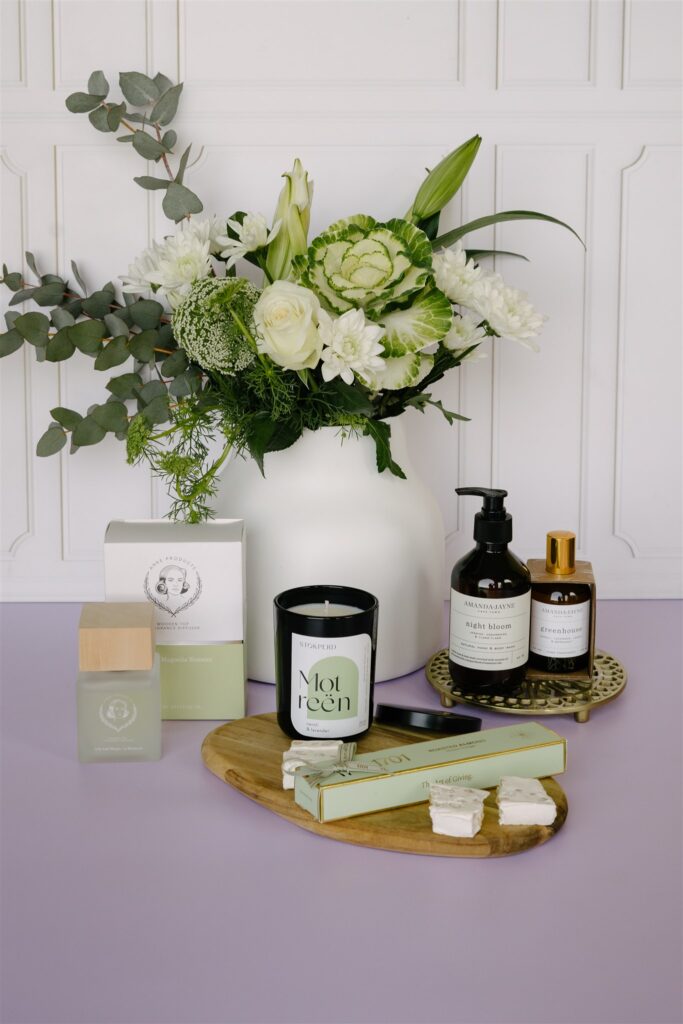 Locally made treats styled in a Petal & Post gift box
